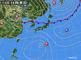 実況天気図(2024年09月13日)