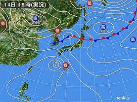実況天気図(2024年09月14日)