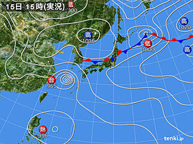 実況天気図(2024年09月15日)