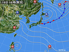 実況天気図(2024年09月16日)