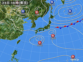 実況天気図(2024年09月25日)