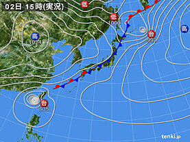 実況天気図(2024年10月02日)