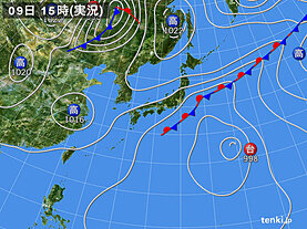 実況天気図(2024年10月09日)