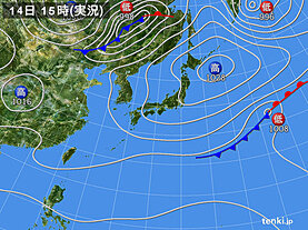 実況天気図(2024年10月14日)