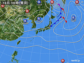 実況天気図(2024年10月16日)