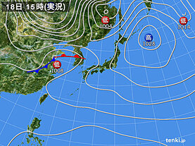 実況天気図(2024年10月18日)
