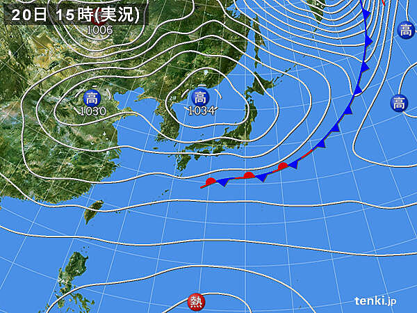 実況天気図(2024年10月20日)