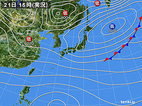 実況天気図(2024年10月21日)