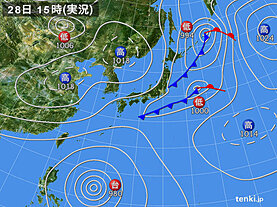 実況天気図(2024年10月28日)