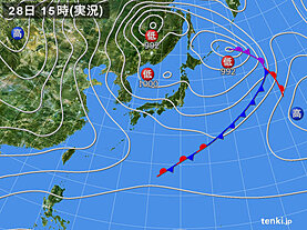 実況天気図(2024年11月28日)