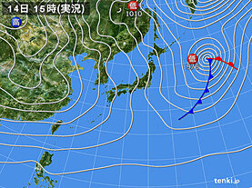 実況天気図(2024年12月14日)
