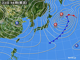 実況天気図(2024年12月22日)