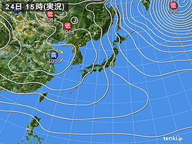 実況天気図(2024年12月24日)