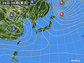 実況天気図(2024年12月28日)