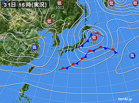実況天気図(2024年12月31日)