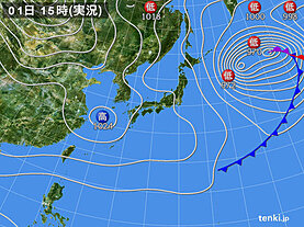 実況天気図(2025年01月01日)