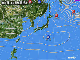 実況天気図(2025年01月02日)