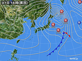 実況天気図(2025年01月07日)