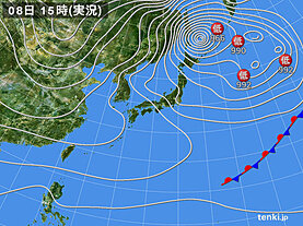 実況天気図(2025年01月08日)