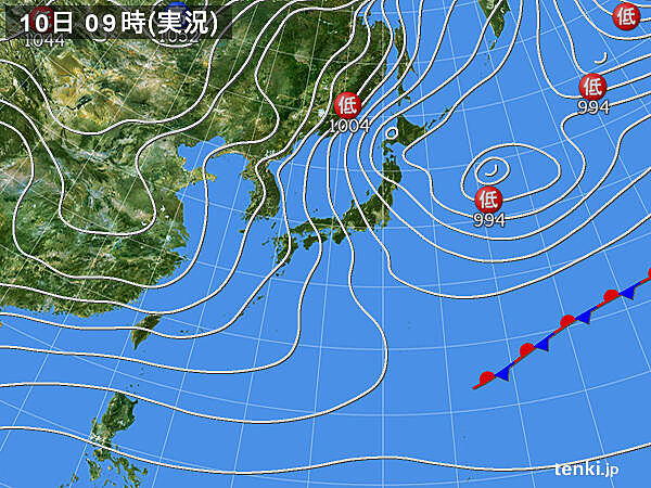 実況天気図 - 過去の天気 2025年01月10日 - 日本気象協会 tenki.jp