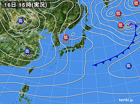 実況天気図(2025年01月16日)