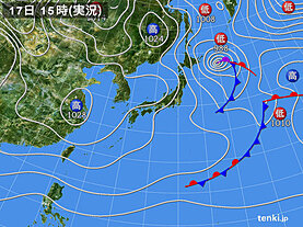実況天気図(2025年01月17日)