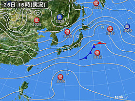 実況天気図(2025年01月25日)