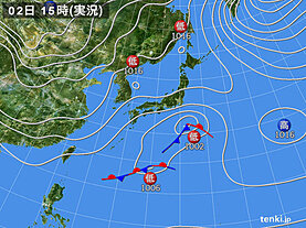 実況天気図(2025年02月02日)