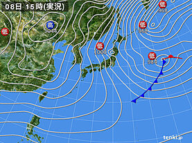 実況天気図(2025年02月08日)
