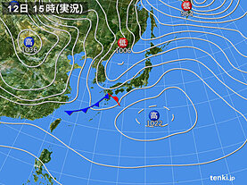 実況天気図(2025年02月12日)