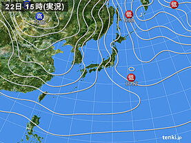 実況天気図(2025年02月22日)