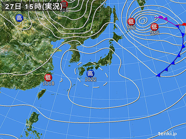 実況天気図(2025年02月27日)