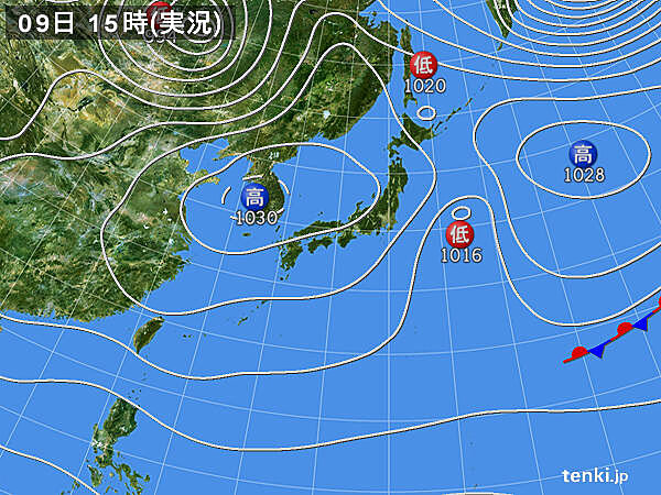 実況天気図(2025年03月09日)