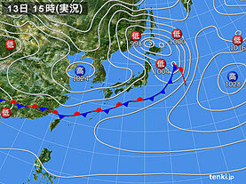 実況天気図(2025年03月13日)