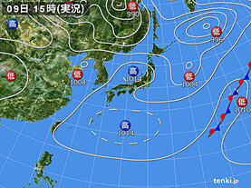 実況天気図(2025年04月09日)