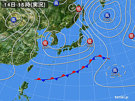 実況天気図(2025年04月14日)