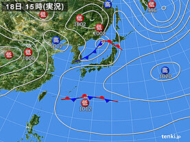 実況天気図(2025年04月18日)