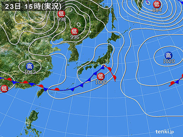 実況天気図(2025年04月23日)