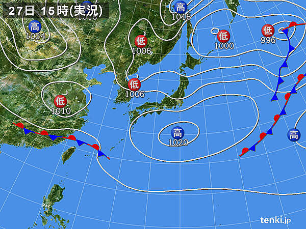 実況天気図(2025年04月27日)