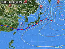 実況天気図(2025年05月18日)