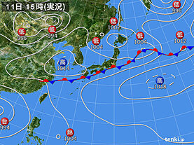 実況天気図(2025年06月11日)