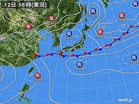 実況天気図(2025年06月12日)