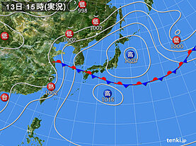 実況天気図(2025年06月13日)