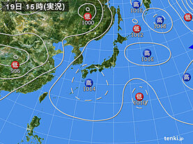 実況天気図(2025年06月19日)