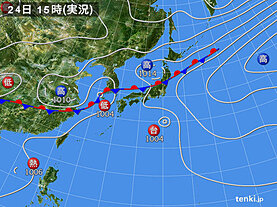 実況天気図(2025年06月24日)