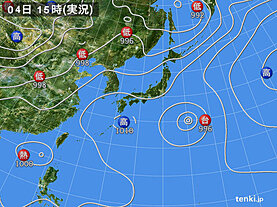 実況天気図(2025年07月04日)