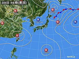 実況天気図(2025年07月08日)