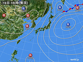 実況天気図(2025年07月16日)