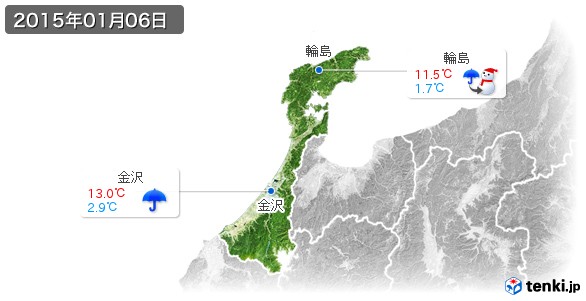 石川県(2015年01月06日の天気