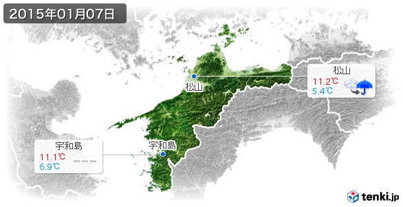 愛媛県(2015年01月07日の天気